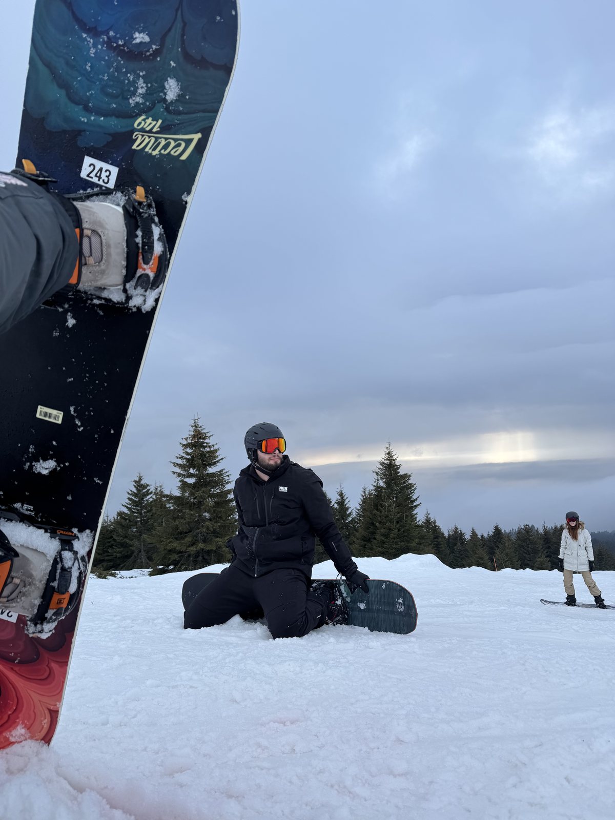 Dejan snowboarding in the mountains